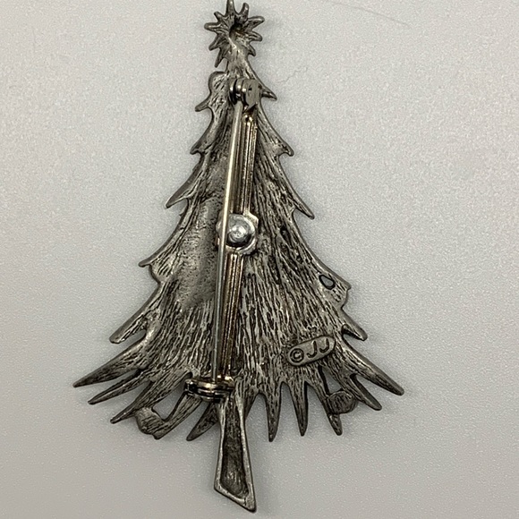 Vintage signed JJ for Jonette Jewelry Rhinestone Christmas Tree Pin Brooch - Picture 3 of 3
